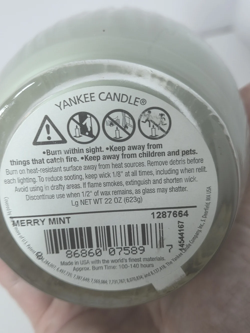 pure radiance Yankee Candle Glass Jar Candle cracklin merry mint green